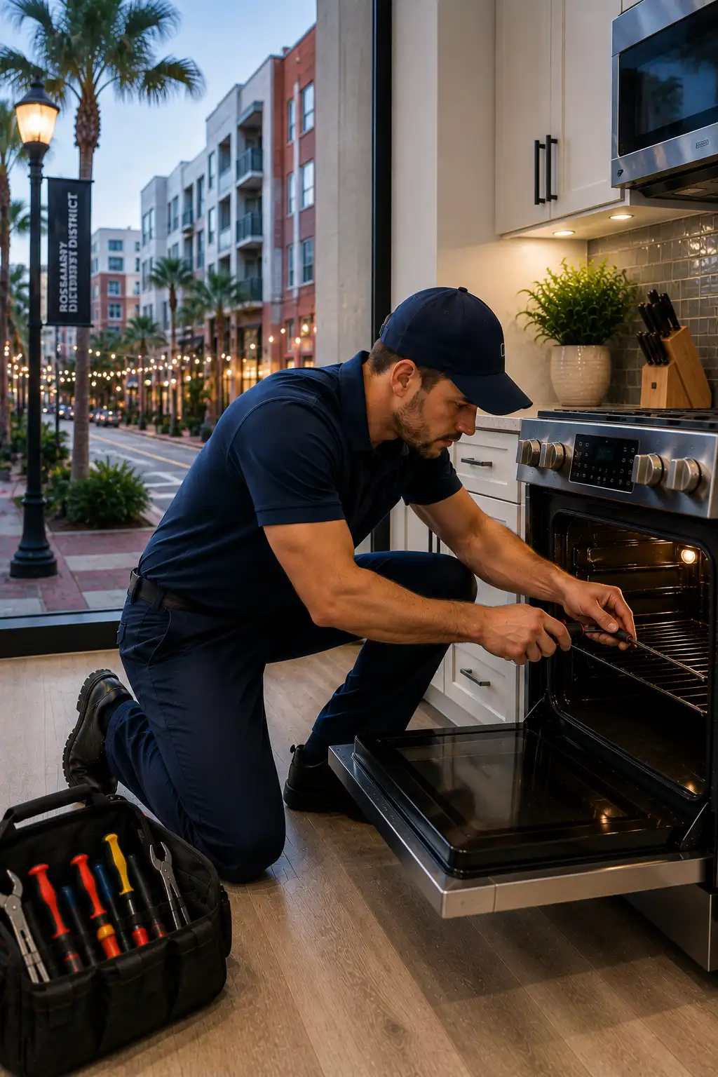 Appliance repair technician working in Rosemary District Sarasota
