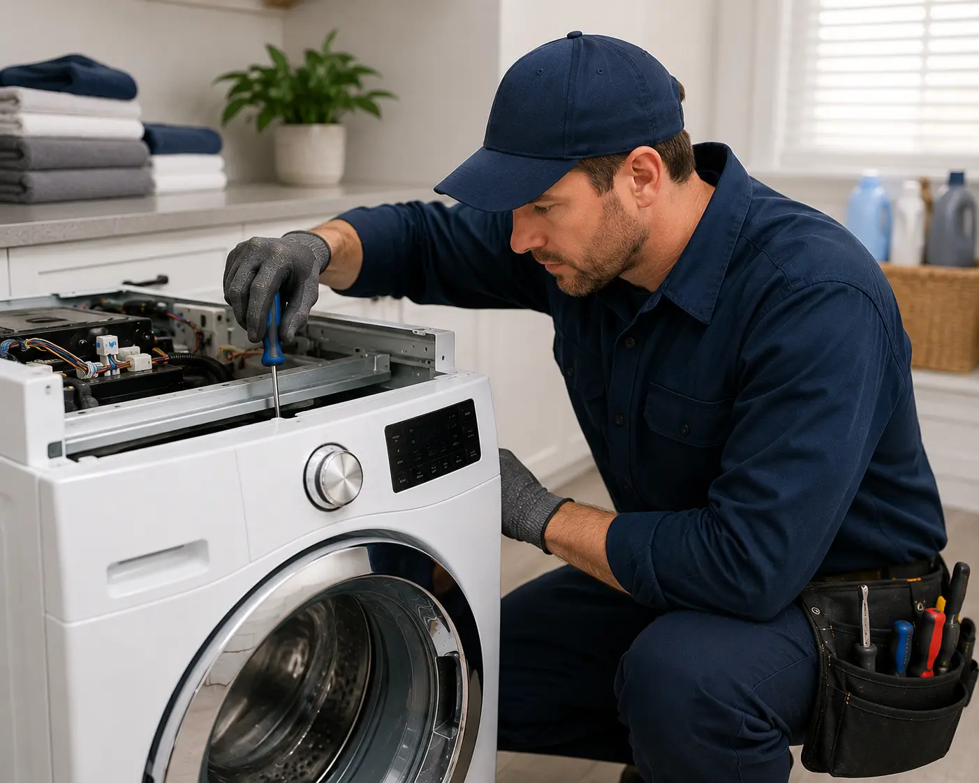 Maytag specialist technician repairing washer Sarasota
