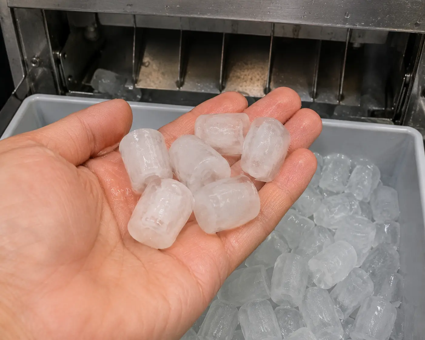 Cloudy soft commercial ice cubes