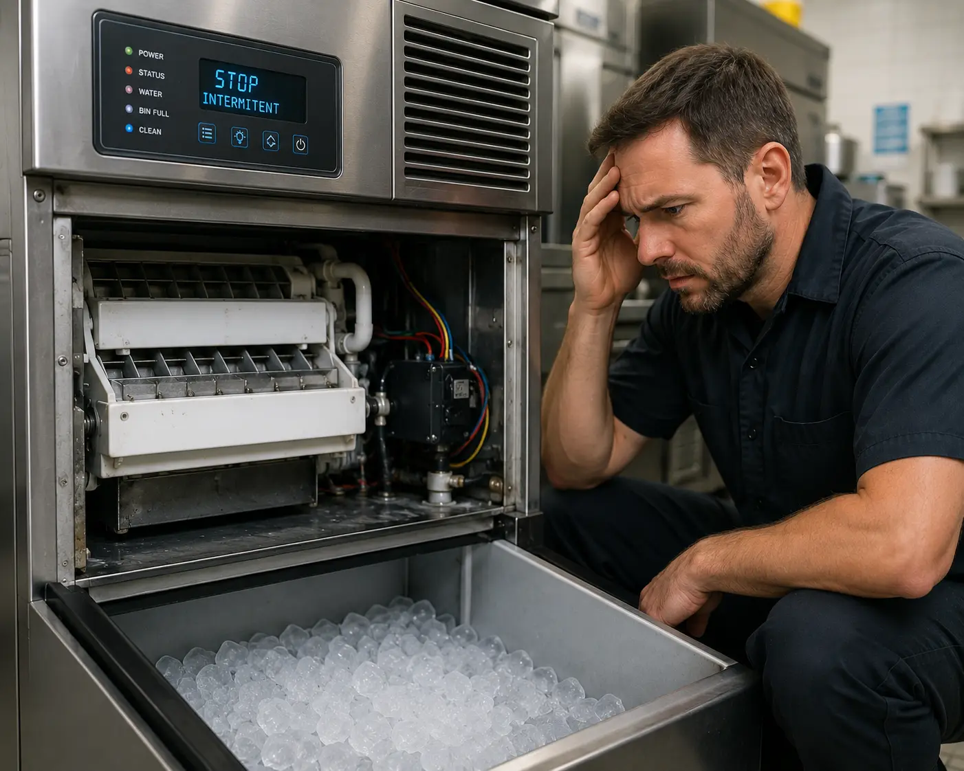 Commercial ice machine stopping intermittently