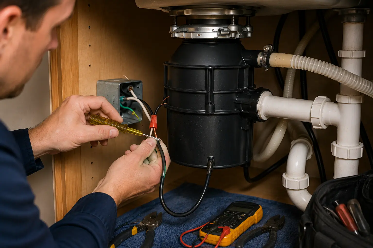 Garbage disposal electrical wiring issue repair Sarasota