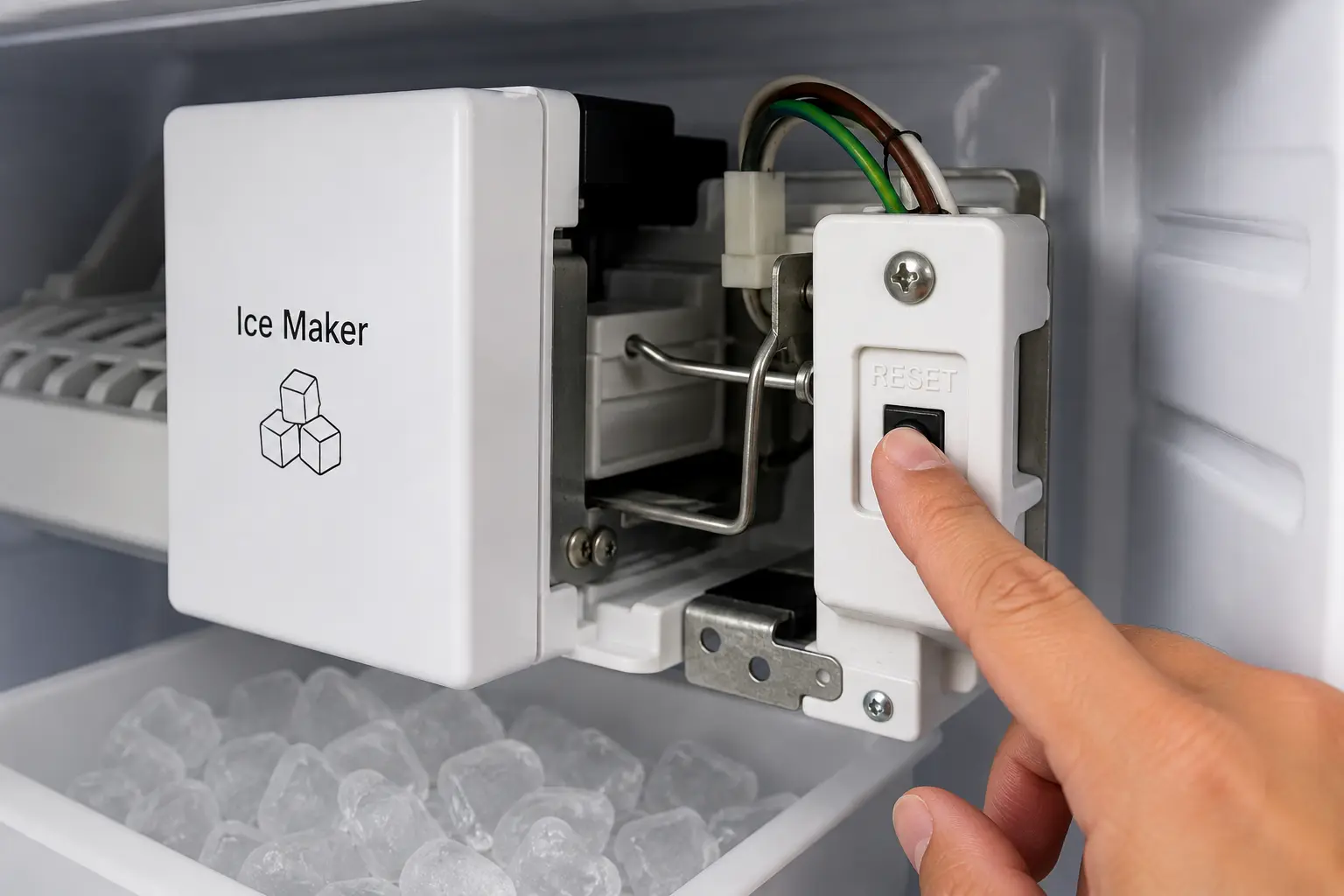 Ice maker reset switch